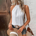 Fashion Solid Color Halter Neck Casual Tops
