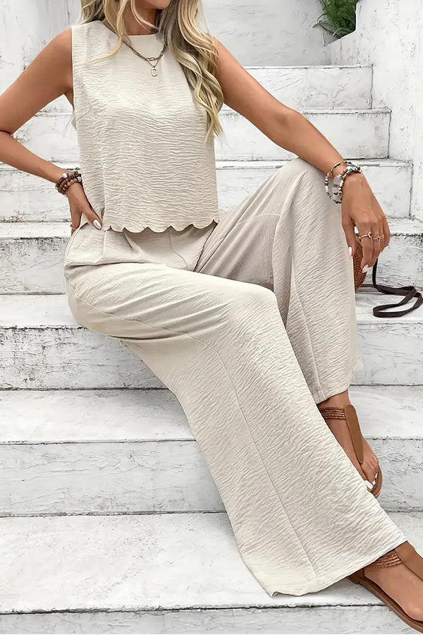 Fashion Knot Back Design Round Neck Two Piece Set