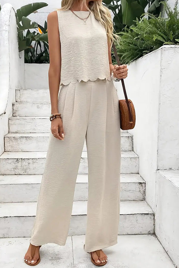 Fashion Knot Back Design Round Neck Two Piece Set