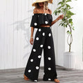 Dots Print Bandeau Casual Two Piece Set