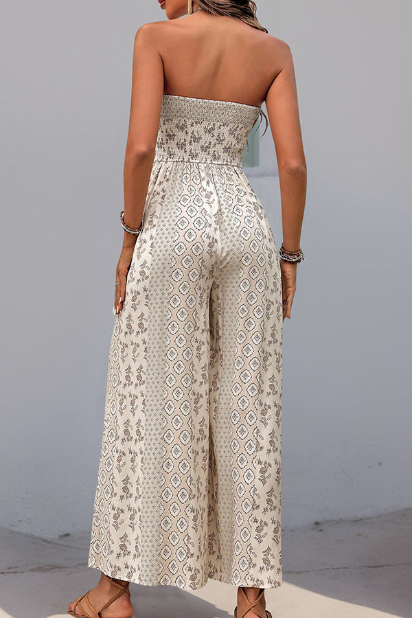 Fashion Bandeau Printed Casual Jumpsuit