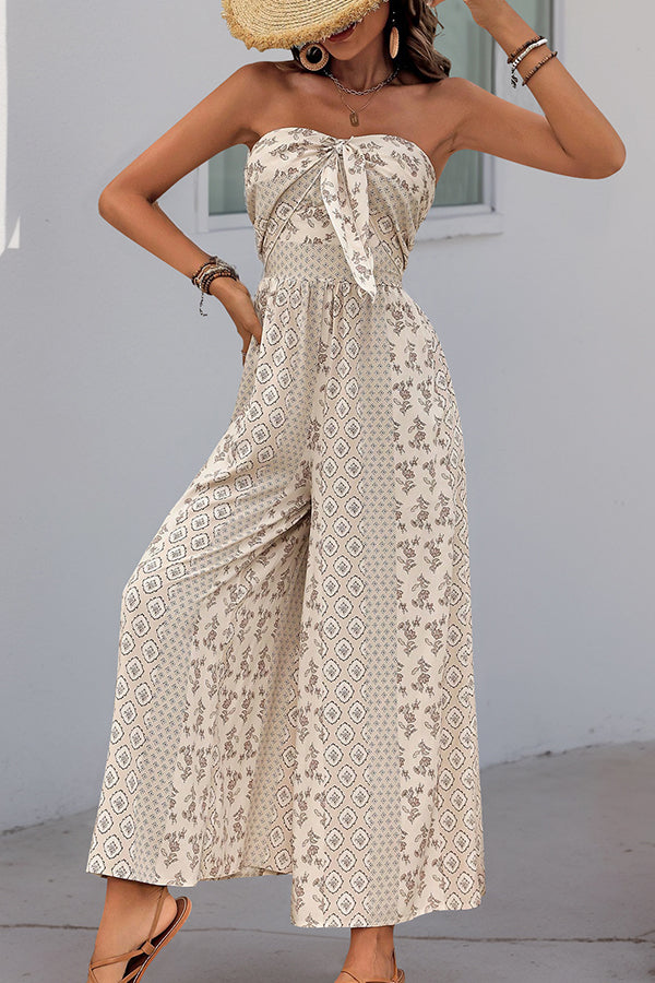 Fashion Bandeau Printed Casual Jumpsuit