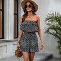 Bandeau Smocked Waist Casual Two Piece Set