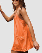 Adjustable Strap Active Mini Dress with Built-In Shorts & Pockets