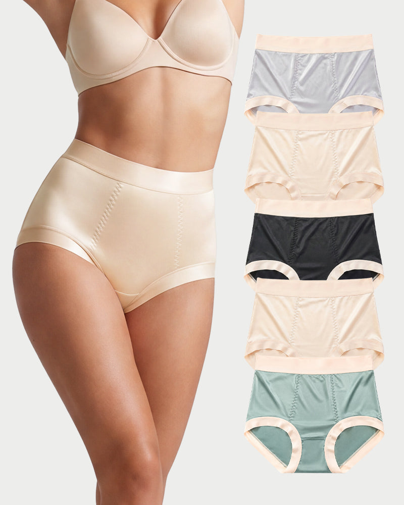 High Waist Satin Tummy Control Panties（5 pack） Secondary image