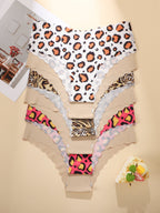 Women's 6-Pack Seamless Leopard Wave Brief Panties