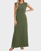 Sleeveless Side-Slit Maxi Dress with Pockets