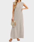 Sleeveless Side-Slit Maxi Dress with Pockets