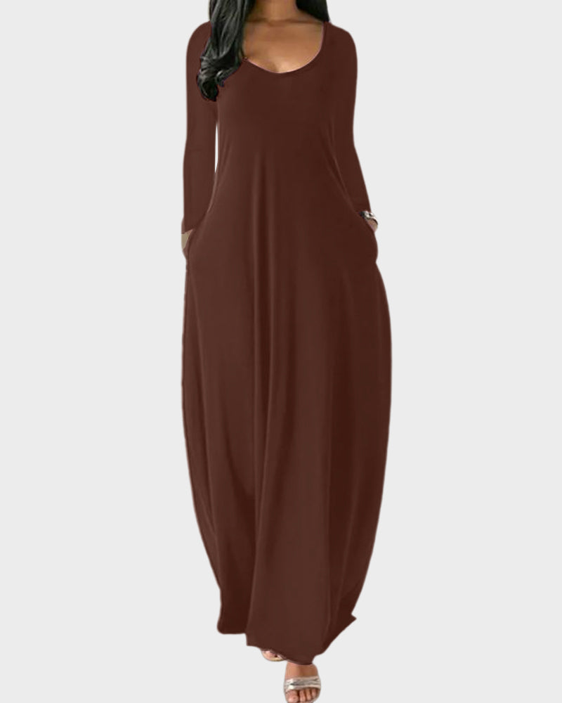 Solid Color Pocket Lounge Dress Main image